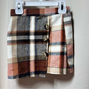 Plaid Button-Front Mini Skirt